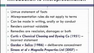 Misrepresentation Lecture 1 of 4 [upl. by Wardle39]